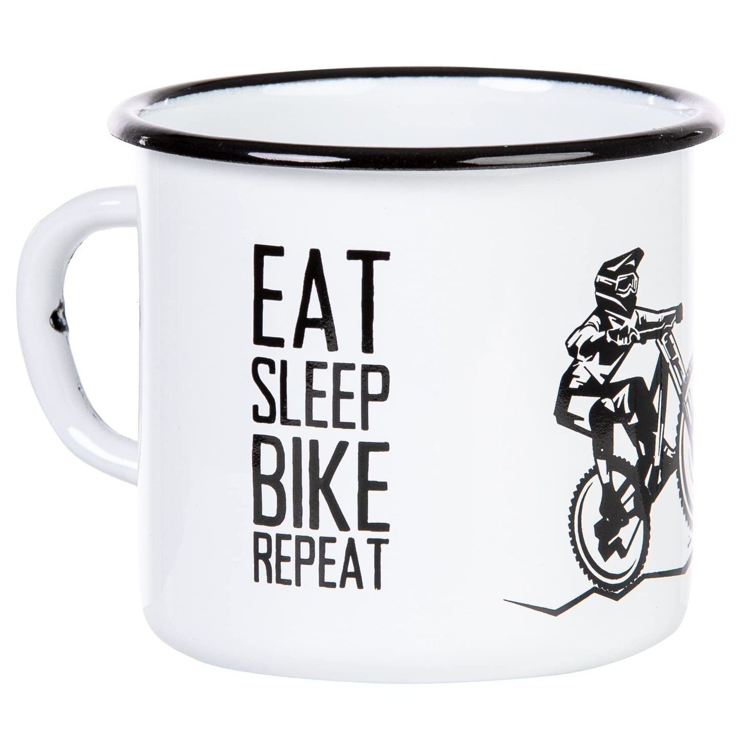 Eat. Sleep. Bike. Repeat. – Taza esmaltada MTB