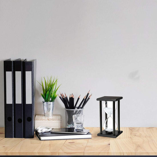 Reloj de arena decorativo – 30 minutos de calma en cristal y madera