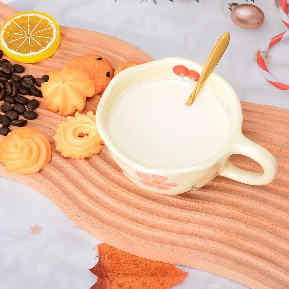 Taza con flores y cerezas – Acompañada de cucharilla floral