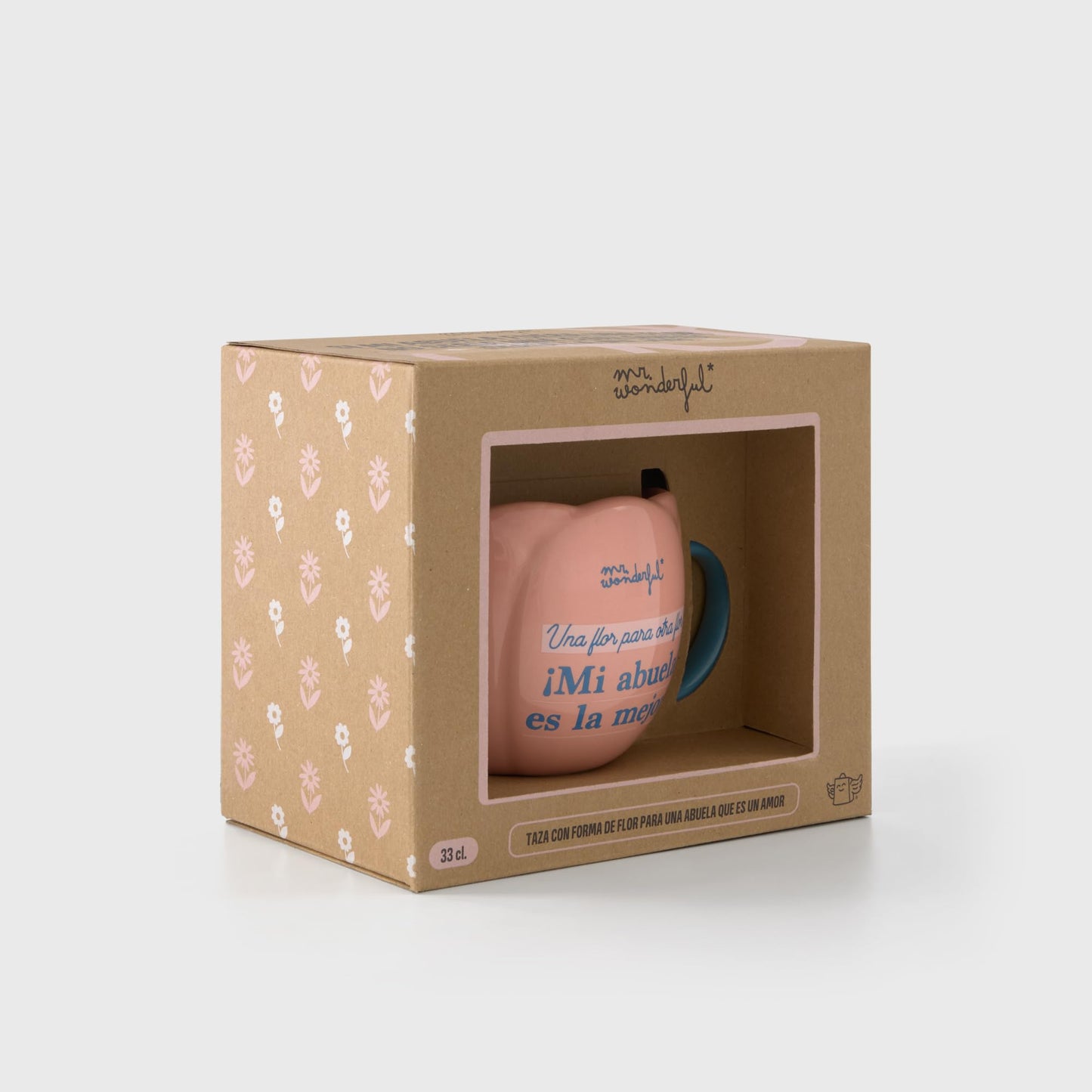 Mr.Wonderful - Taza - Una flor para otra flor, ¡Mi abuela es la mejor! - Taza realizada en cerámica con forma de rosa con mensaje para abuelas - Regalo Día de la Madre
