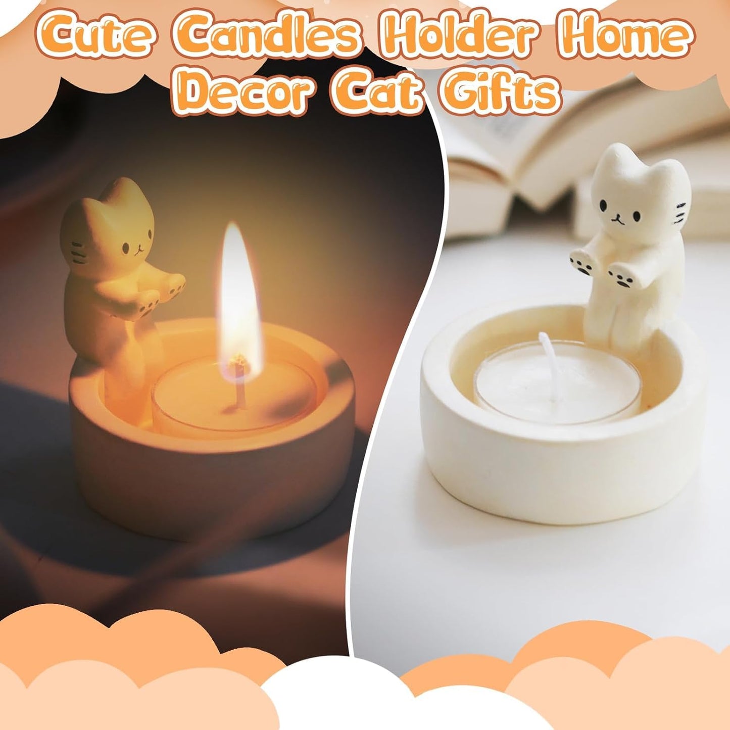Velita y gatito – Portavelas adorable para amantes de los gatos