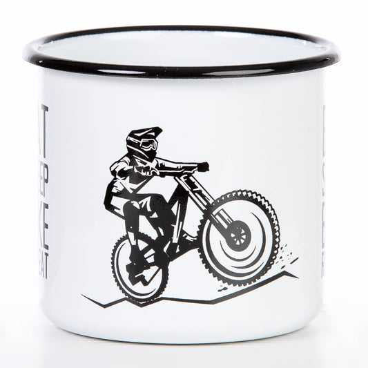 Eat. Sleep. Bike. Repeat. – Taza esmaltada MTB