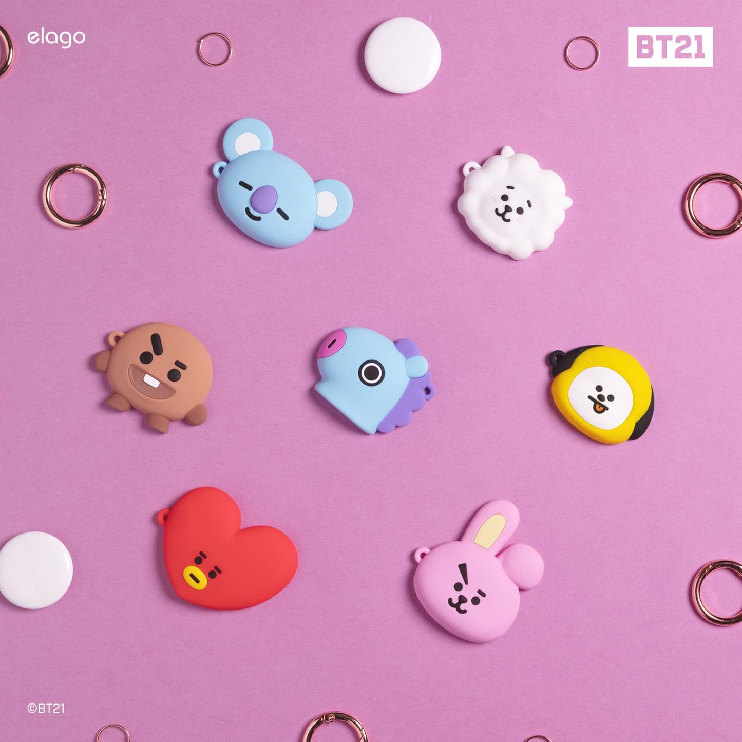 Funda AirTag Tata – Diseño BT21 en silicona premium