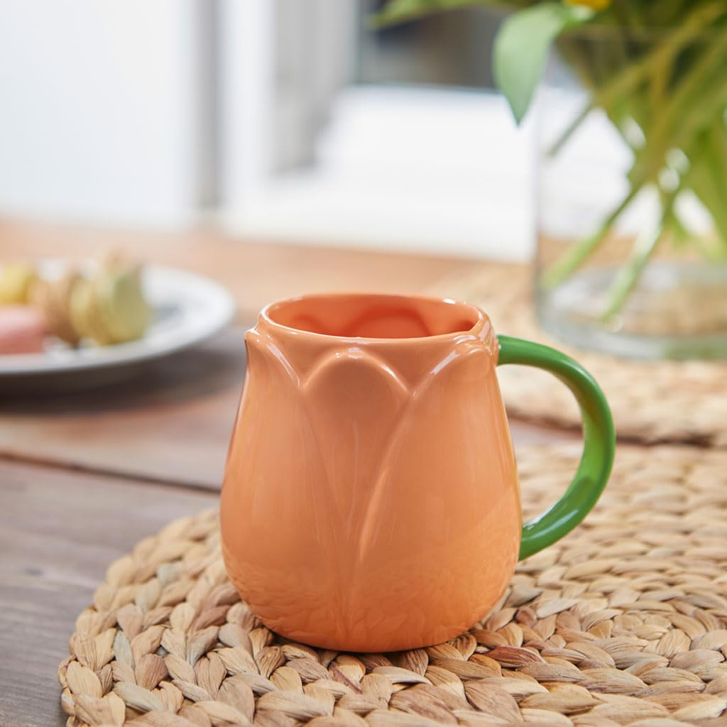 Taza tulipán naranja – Cerámica con forma floral