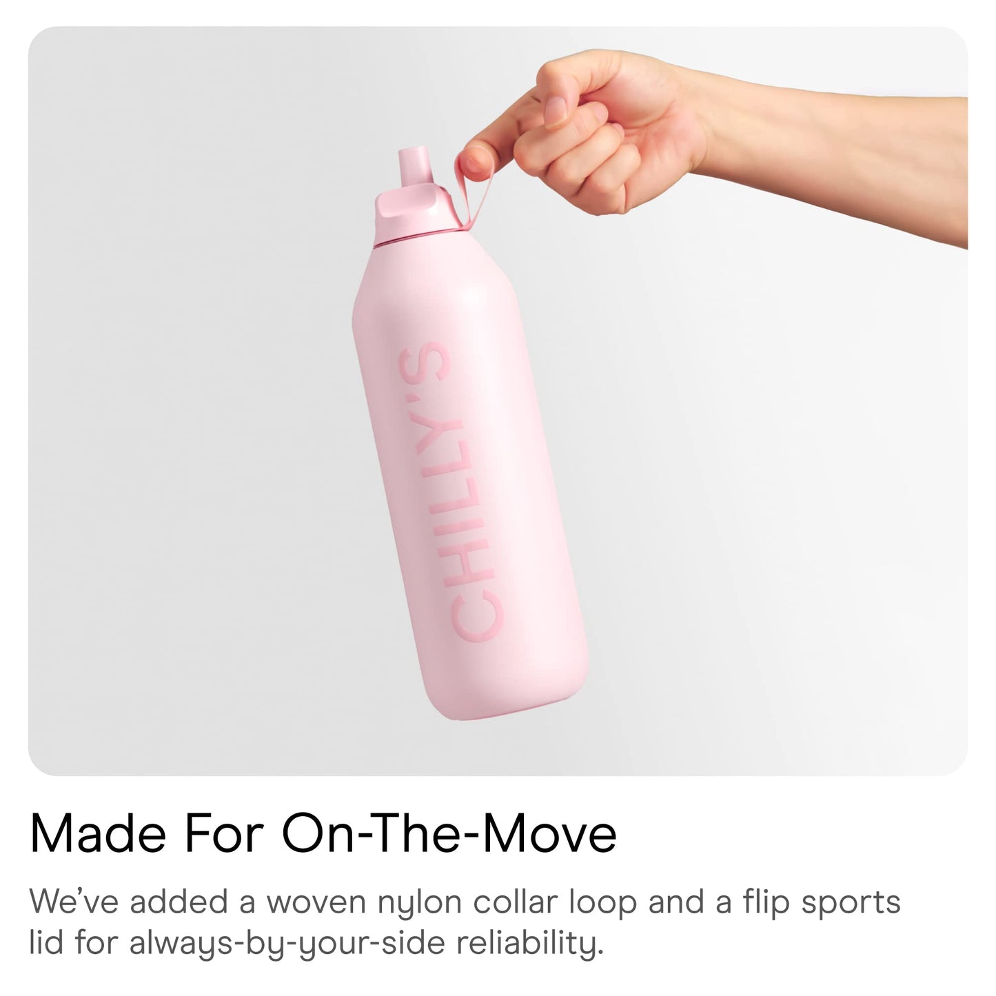 Chilly's Serie 2 Flip Botella con tapa deportiva, pajita telescópica y anillo de transporte de nailon - Tapa abre fácil, cepillo de limpieza para pajita incluido - 500ml - Whale Blue