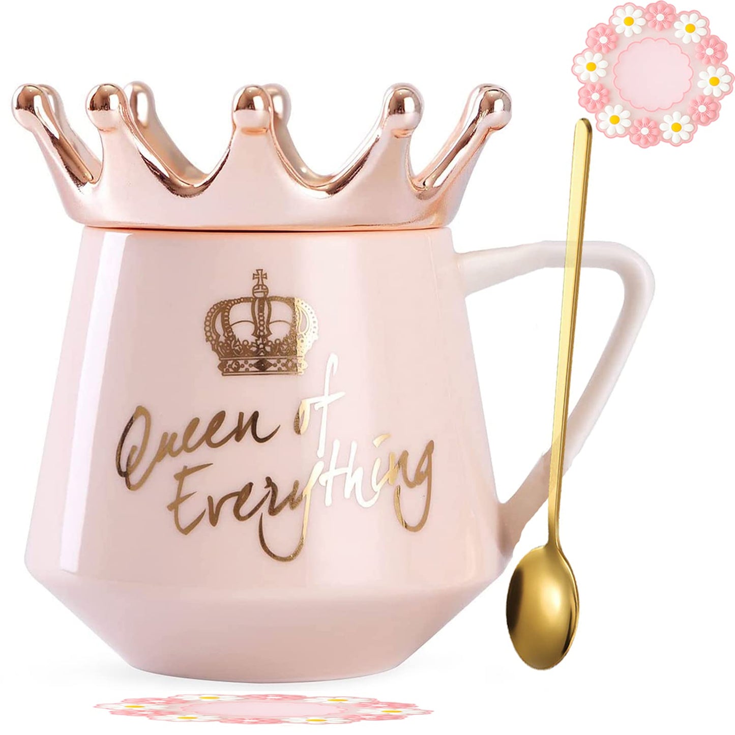 Taza Queen of Everything – Con tapa, corona y mucho ego