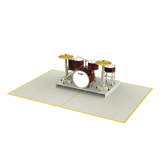 Tarjeta pop-up batería – Ritmo en 3D al abrirla