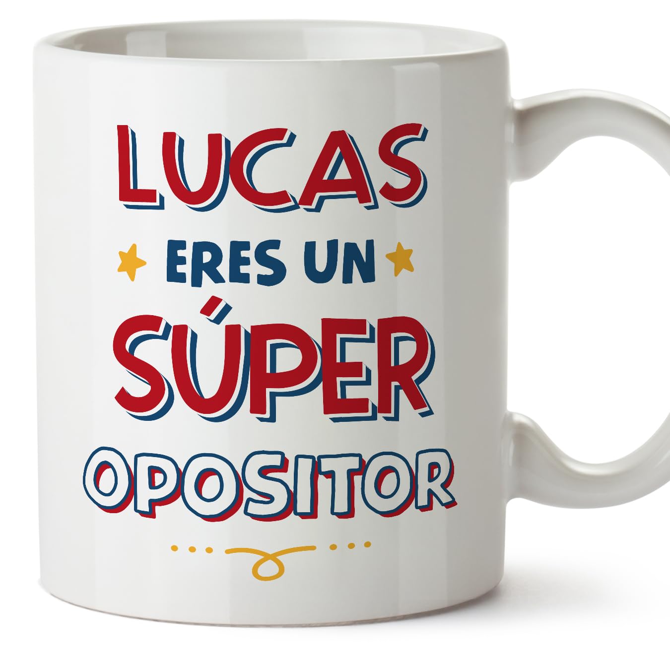 Taza nombre opositor – Personalización con mucho estrés