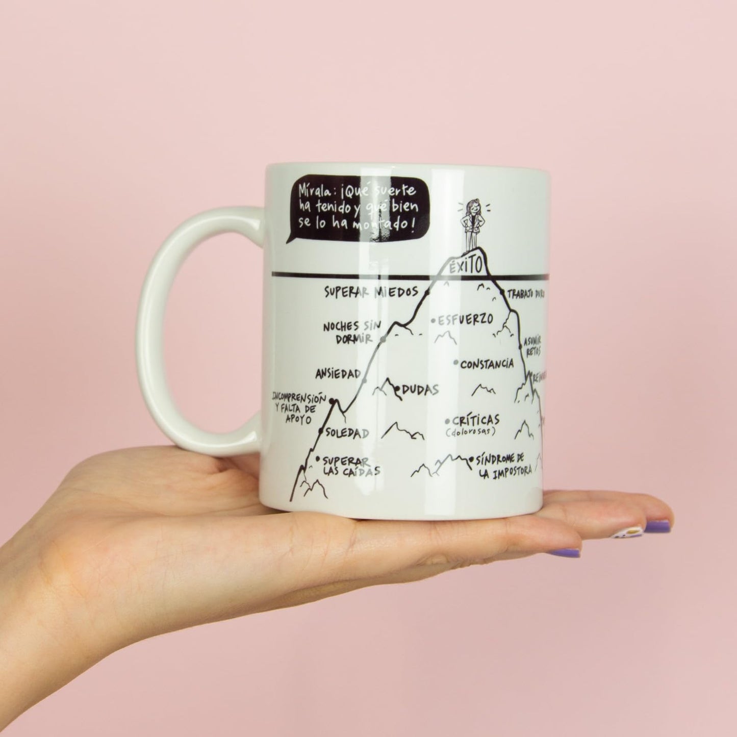 Tener éxito – Taza motivadora con curvas