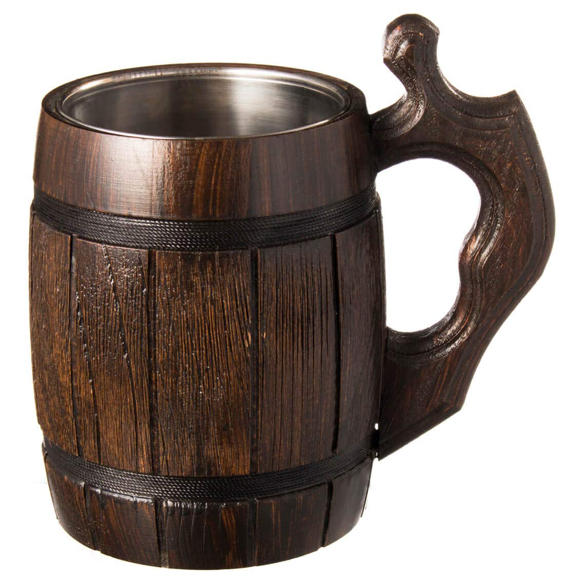 Taza cerveza vikinga – Madera tallada y espíritu nórdico