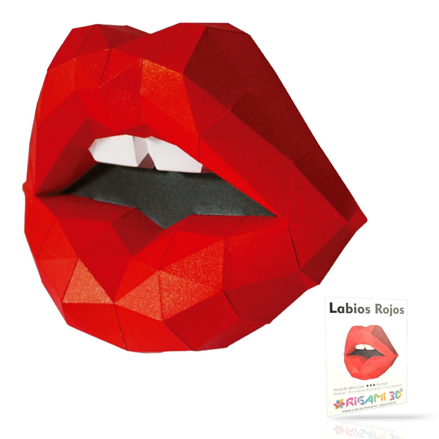 Beso de papel – Origami 3D de labios rojos