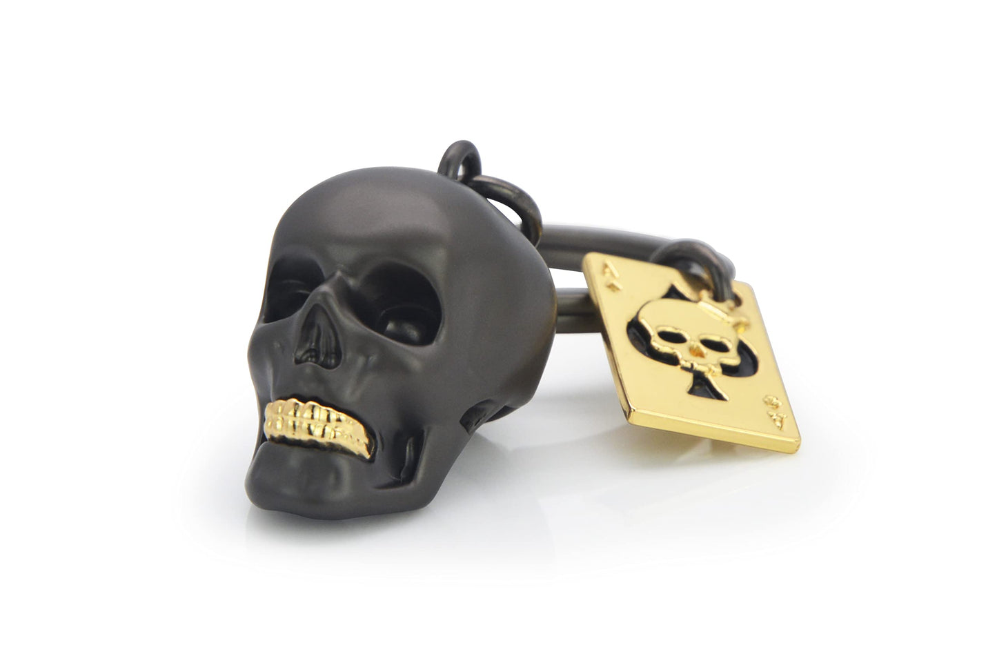 Llavero calavera y as de picas – Estilo oscuro con toque dorado