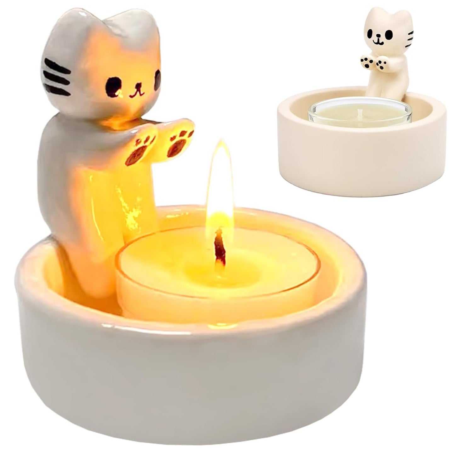 Velita y gatito – Portavelas adorable para amantes de los gatos
