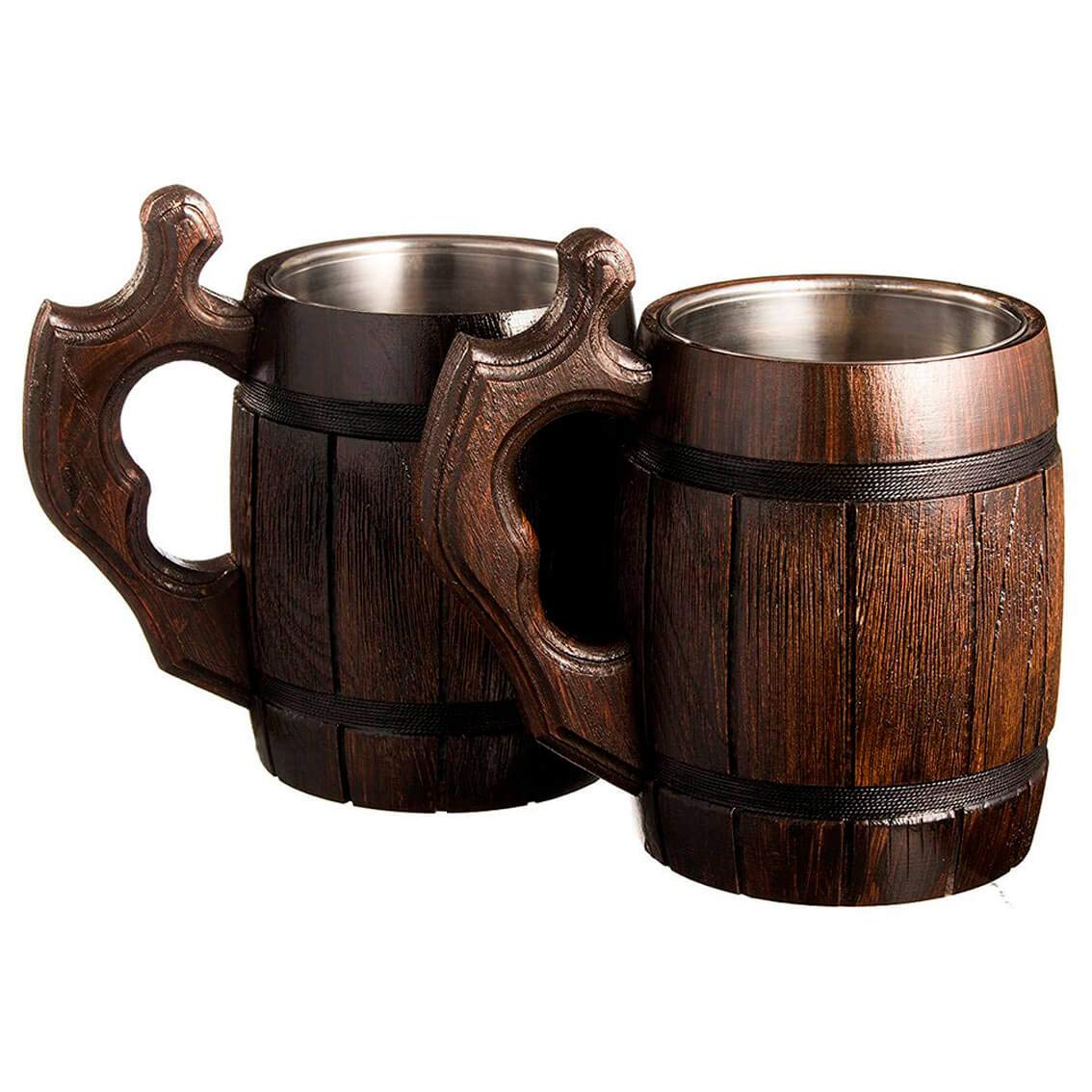 Taza cerveza vikinga – Madera tallada y espíritu nórdico