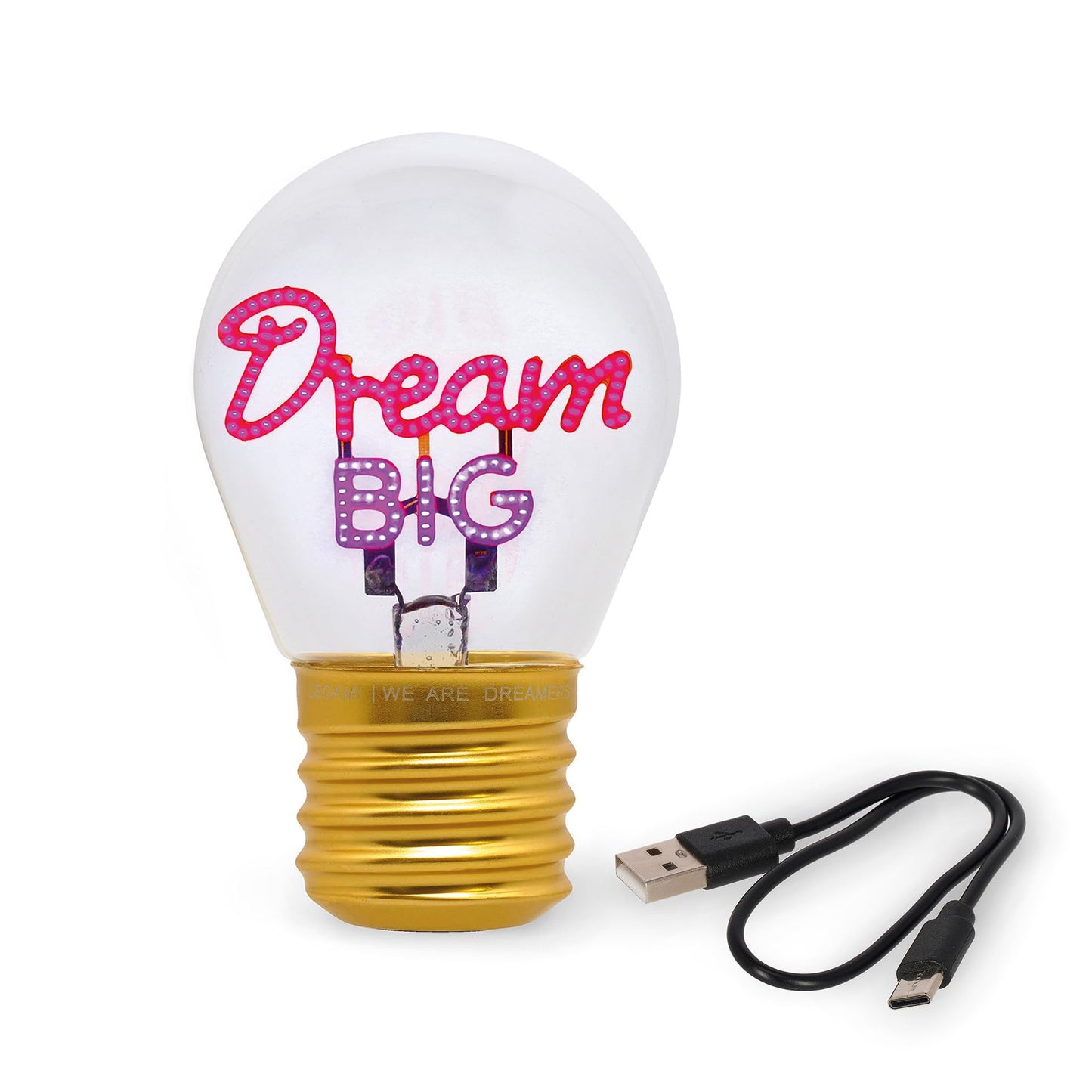 Lámpara bombilla “Dream Big” – Luz suave para grandes ideas