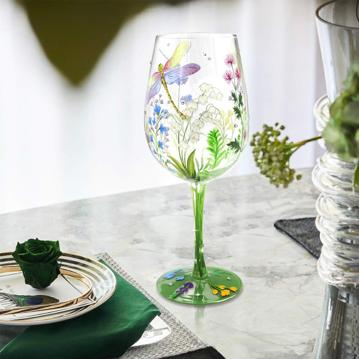 Copa de vino libélulas – Alas que brindan en cristal