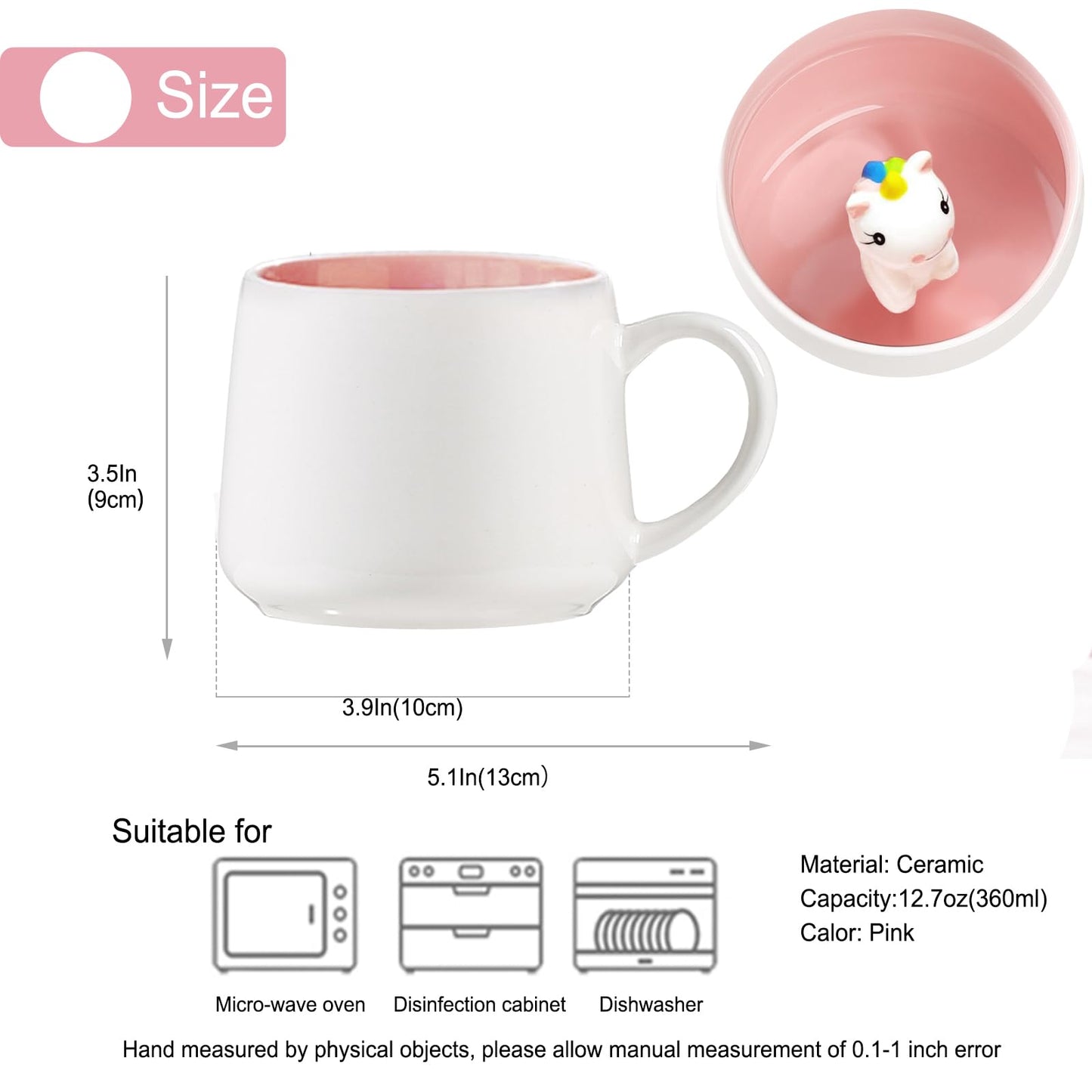 Taza cerámica con unicornio 3D – Magia en cada sorbo