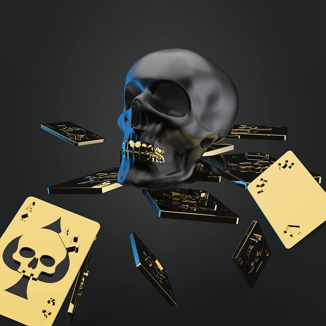 Llavero calavera y as de picas – Estilo oscuro con toque dorado