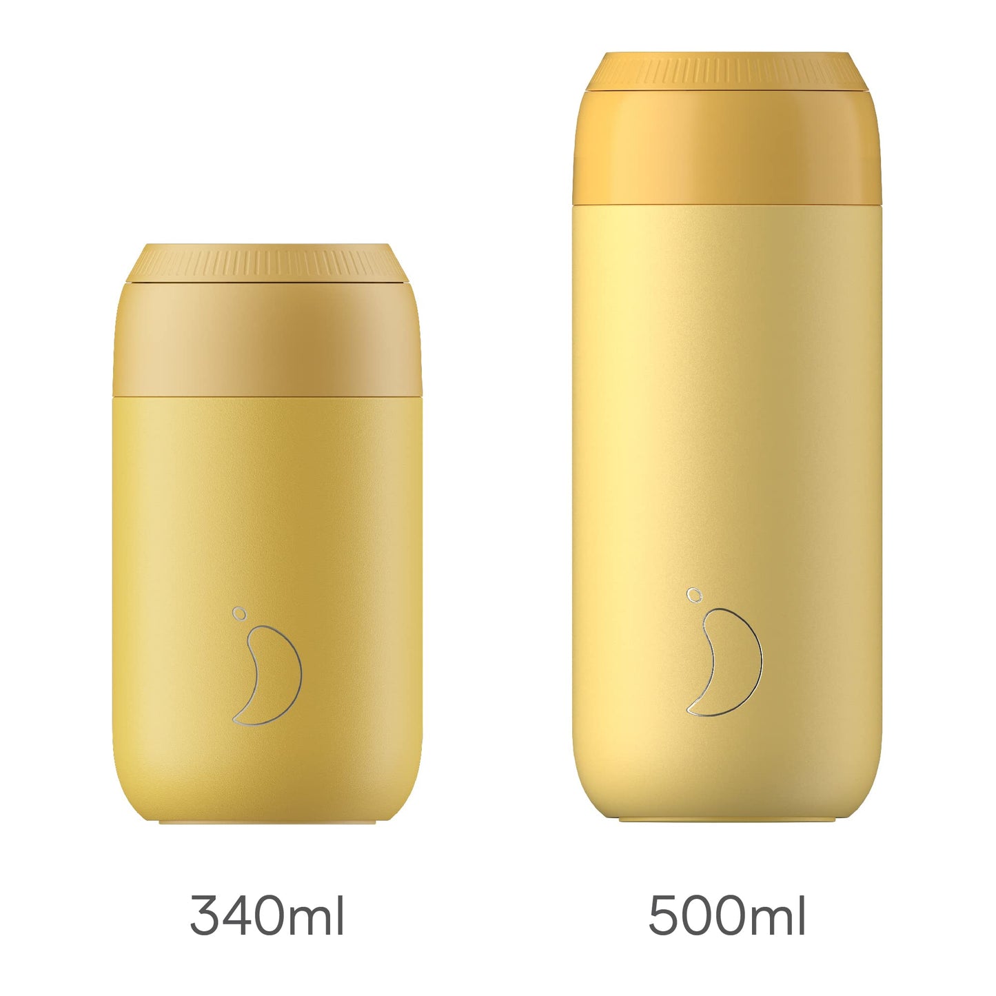 Chilly's Serie 2 Taza de Cafe Termica - Taza de Doble Pared con Tapa - Acero Inoxidable sin BPA - Pollen Yellow, 340ml