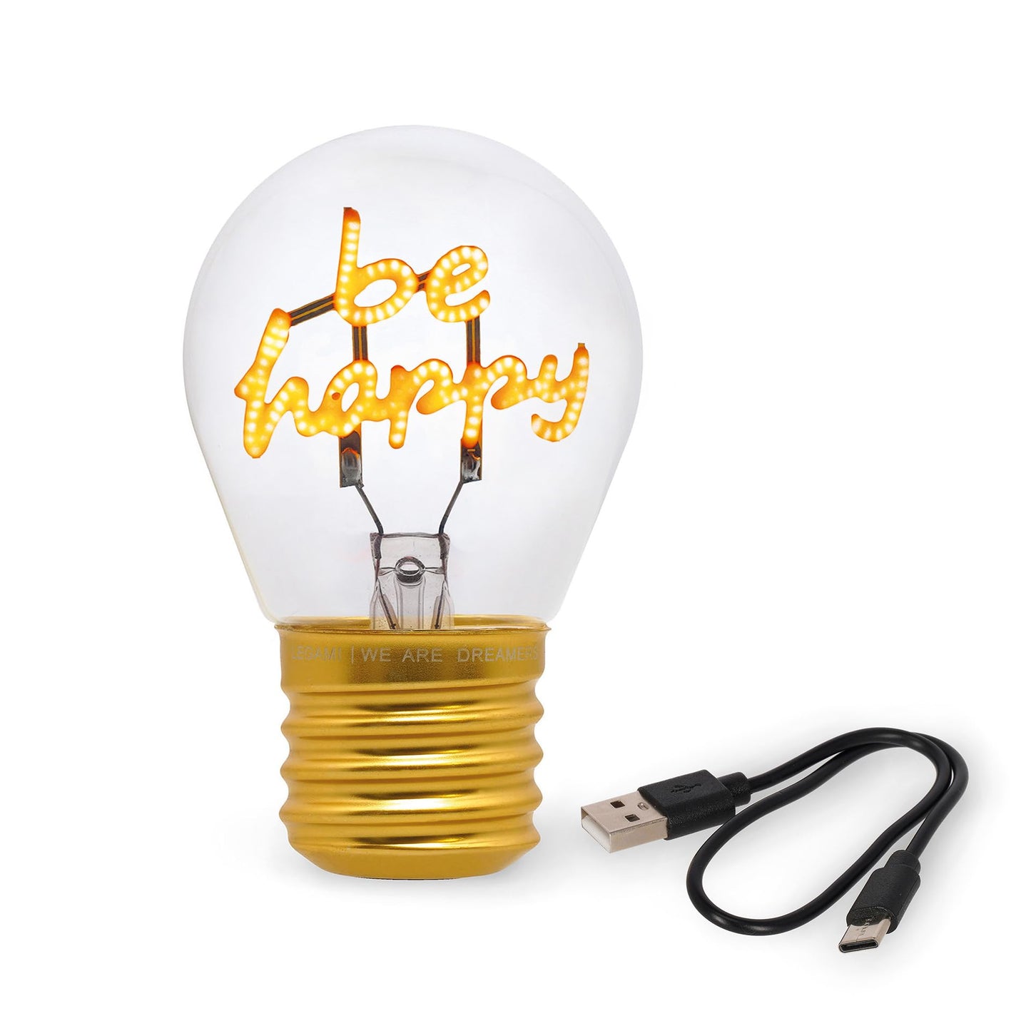 Lámpara bombilla “Be Happy” – Una chispa de alegría en tu rincón favorito