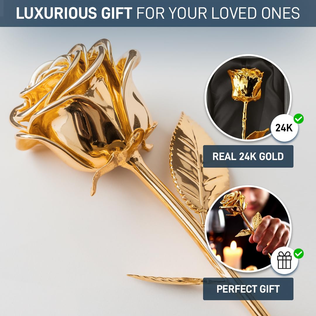 Rosa bañada en oro 24K – Belleza eterna en caja de regalo