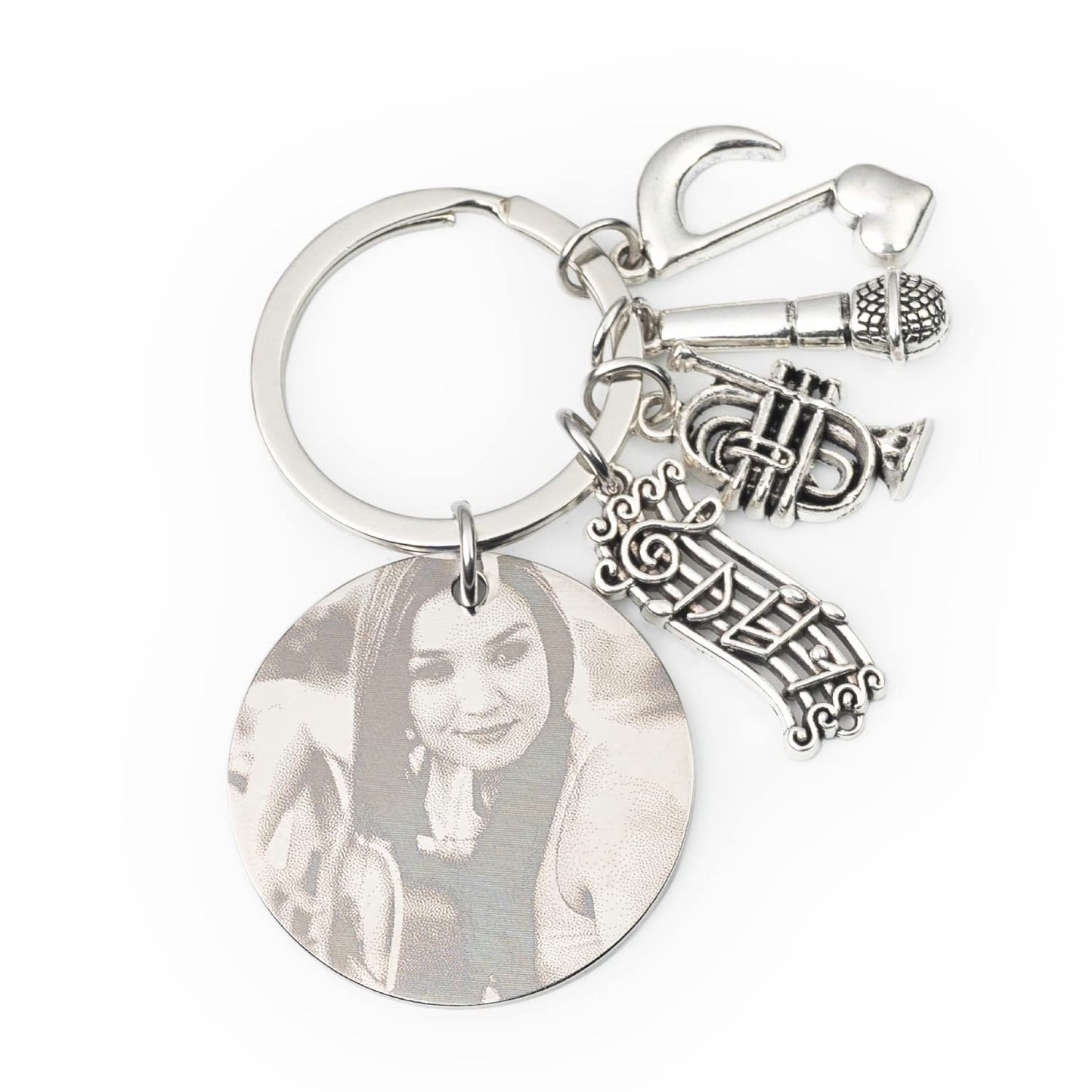 Llavero musical personalizado – Notas, ritmo y una foto especial