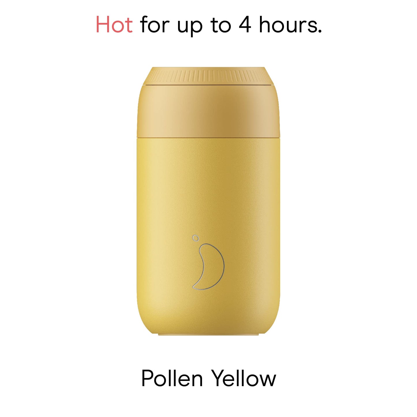 Chilly's Serie 2 Taza de Cafe Termica - Taza de Doble Pared con Tapa - Acero Inoxidable sin BPA - Pollen Yellow, 340ml