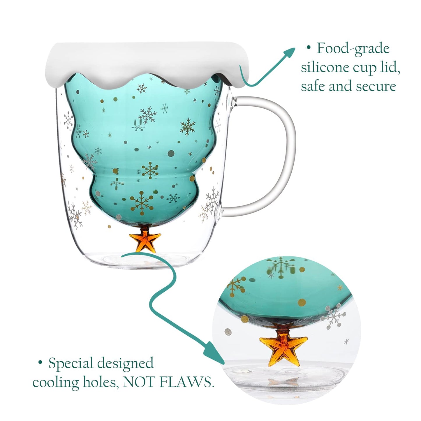 Tazas árbol de navidad – Diseño navideño con tapa incluida