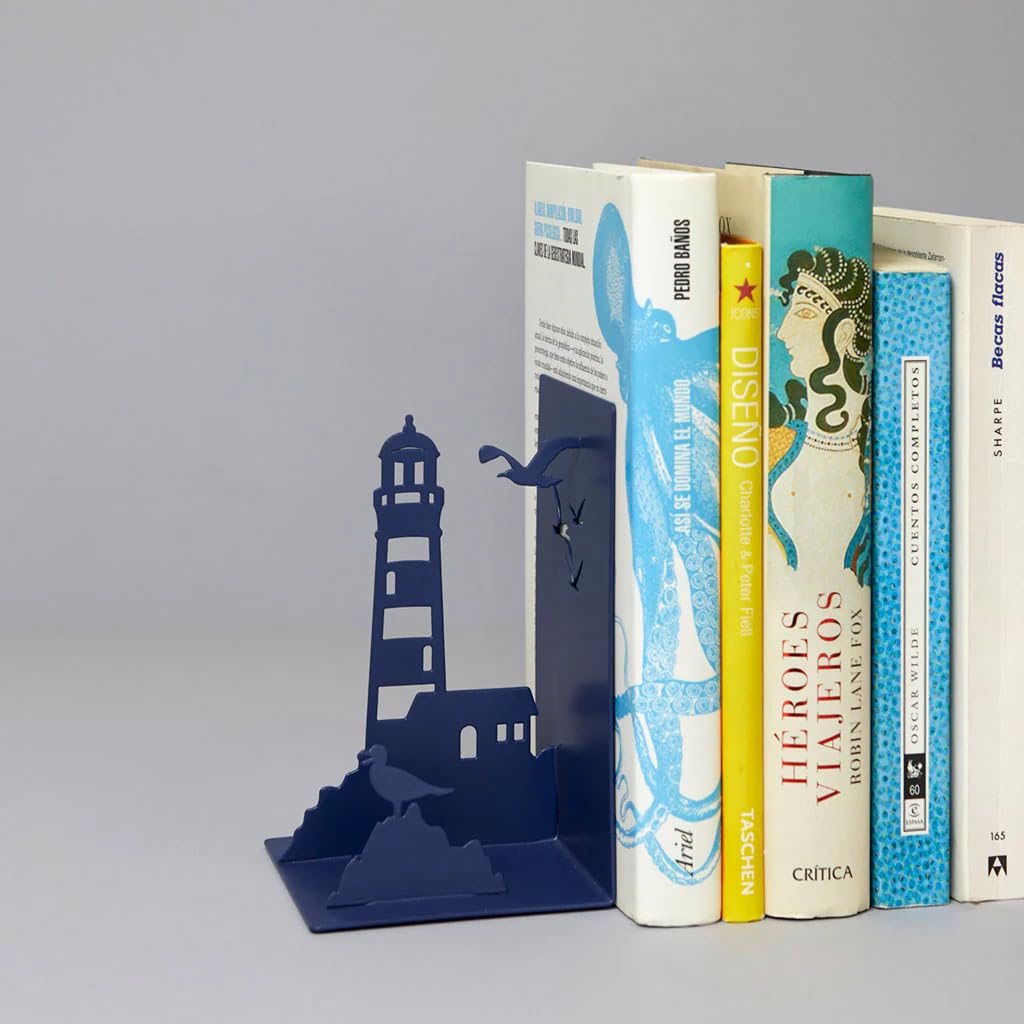 Sujetalibros Faro azul – Luz clásica para tus aventuras literarias