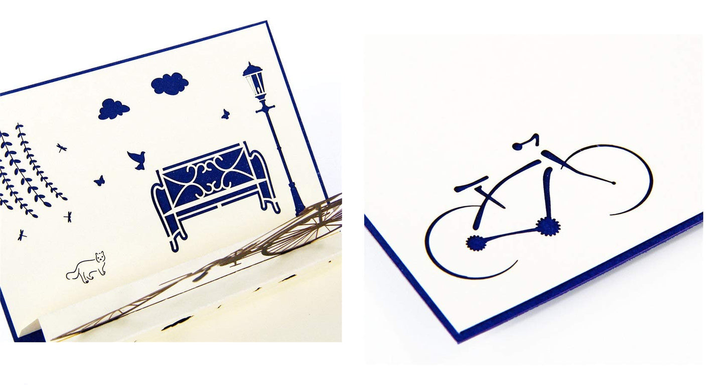 A dos ruedas – Tarjeta 3D con bicicleta vintage
