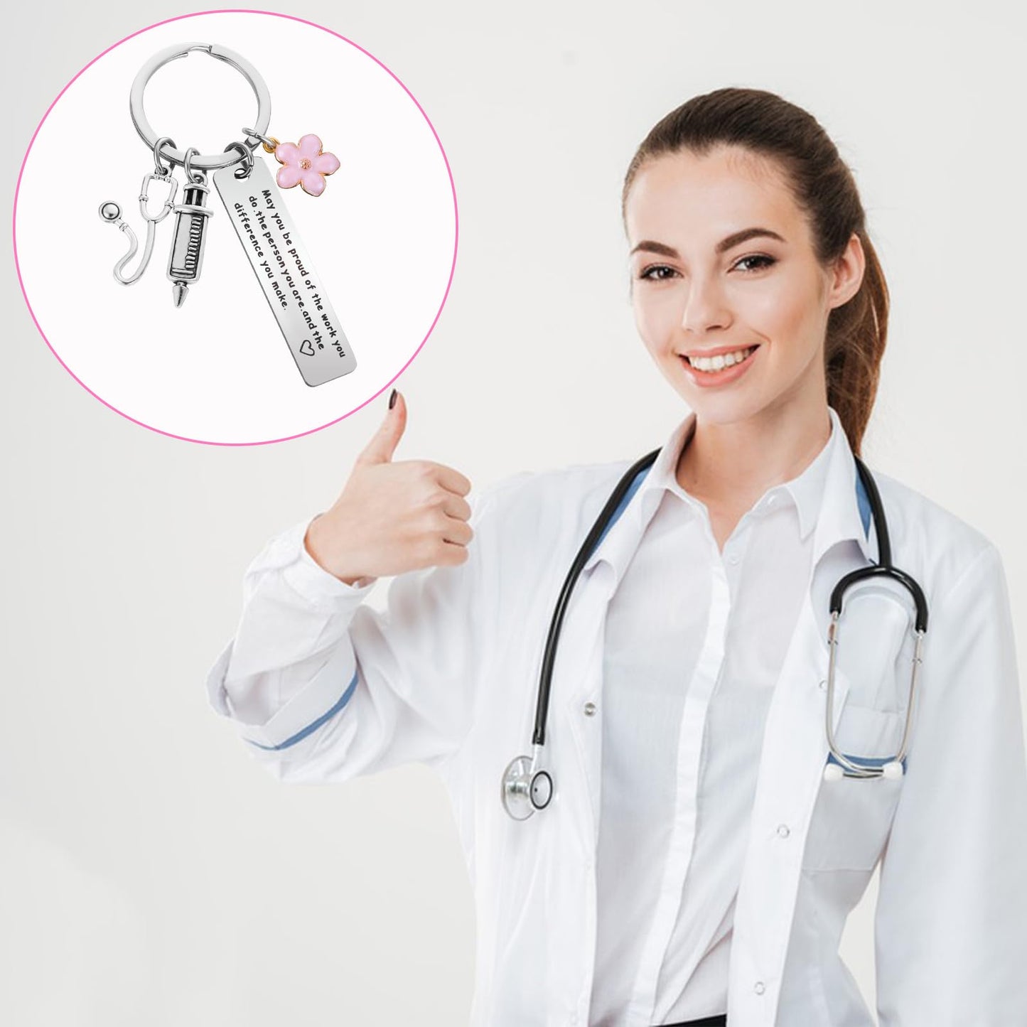 Llavero enfermera con mensaje – Vocación, detalle y agradecimiento en un charm