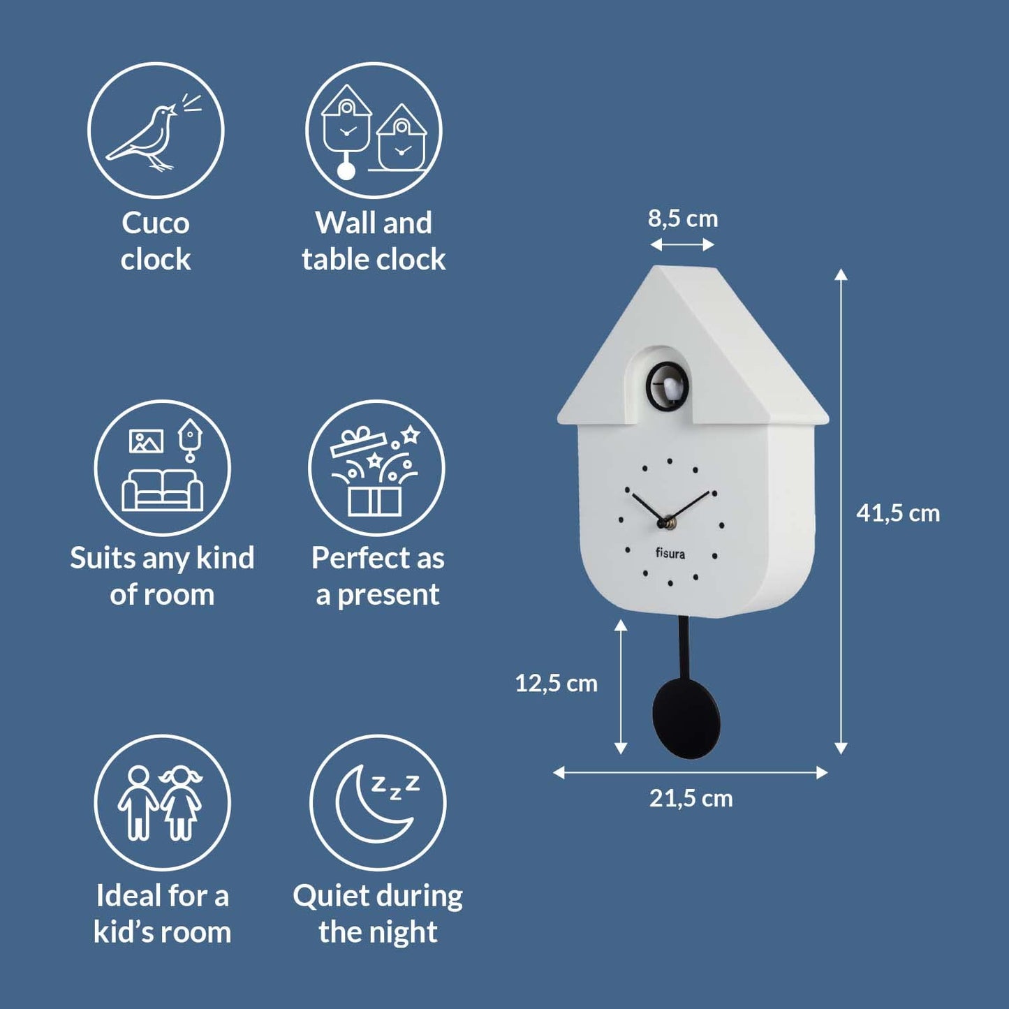 Reloj de cuco Fisura – Black and white