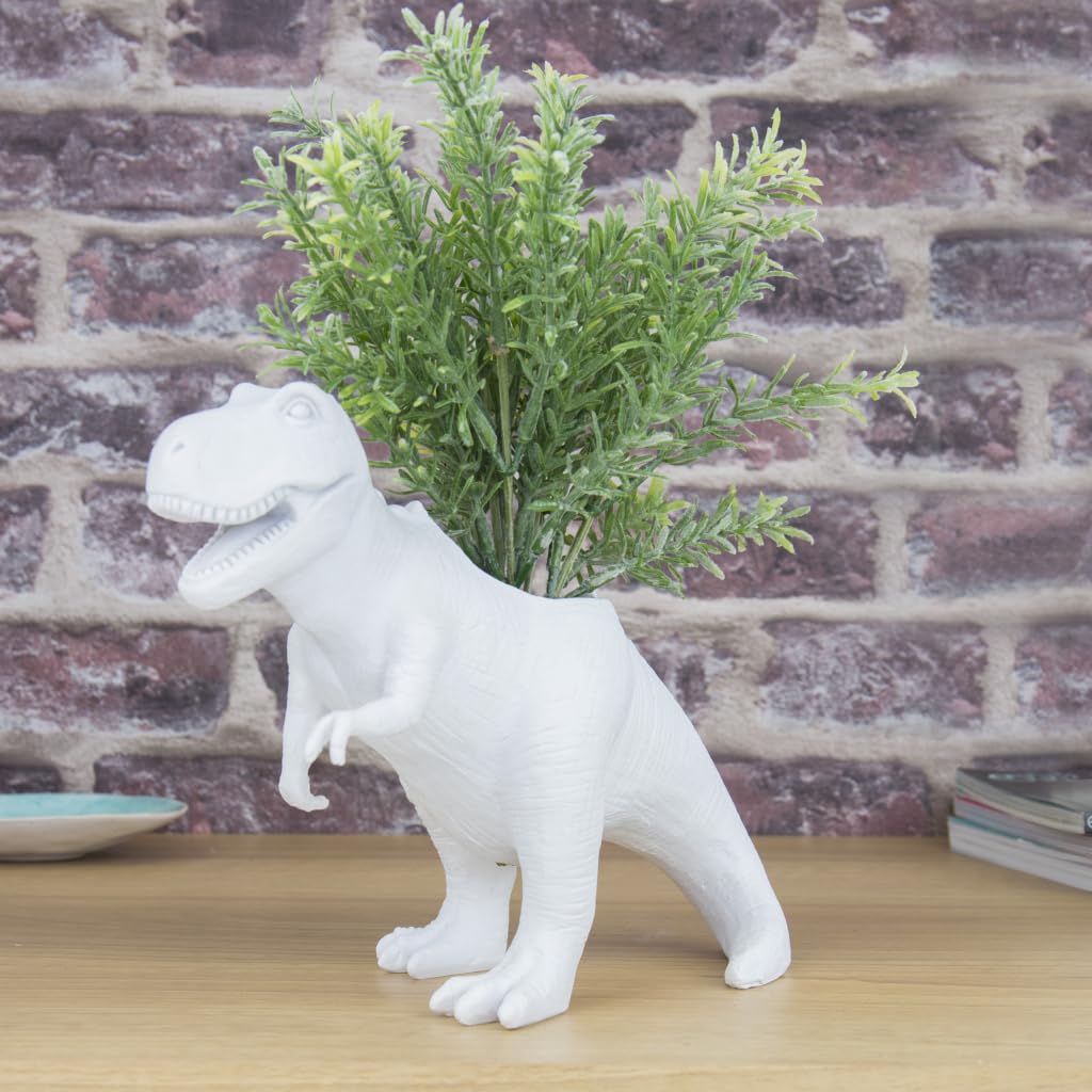 Maceta T-Rex blanca – Plantas con rugido jurásico