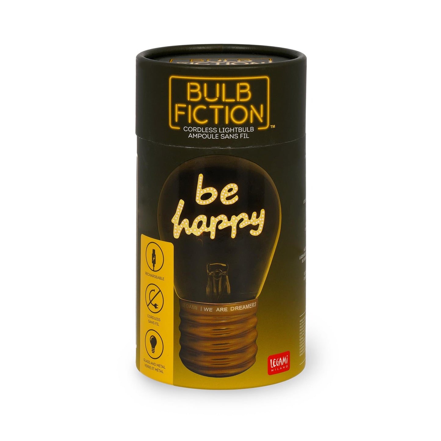 Lámpara bombilla “Be Happy” – Una chispa de alegría en tu rincón favorito