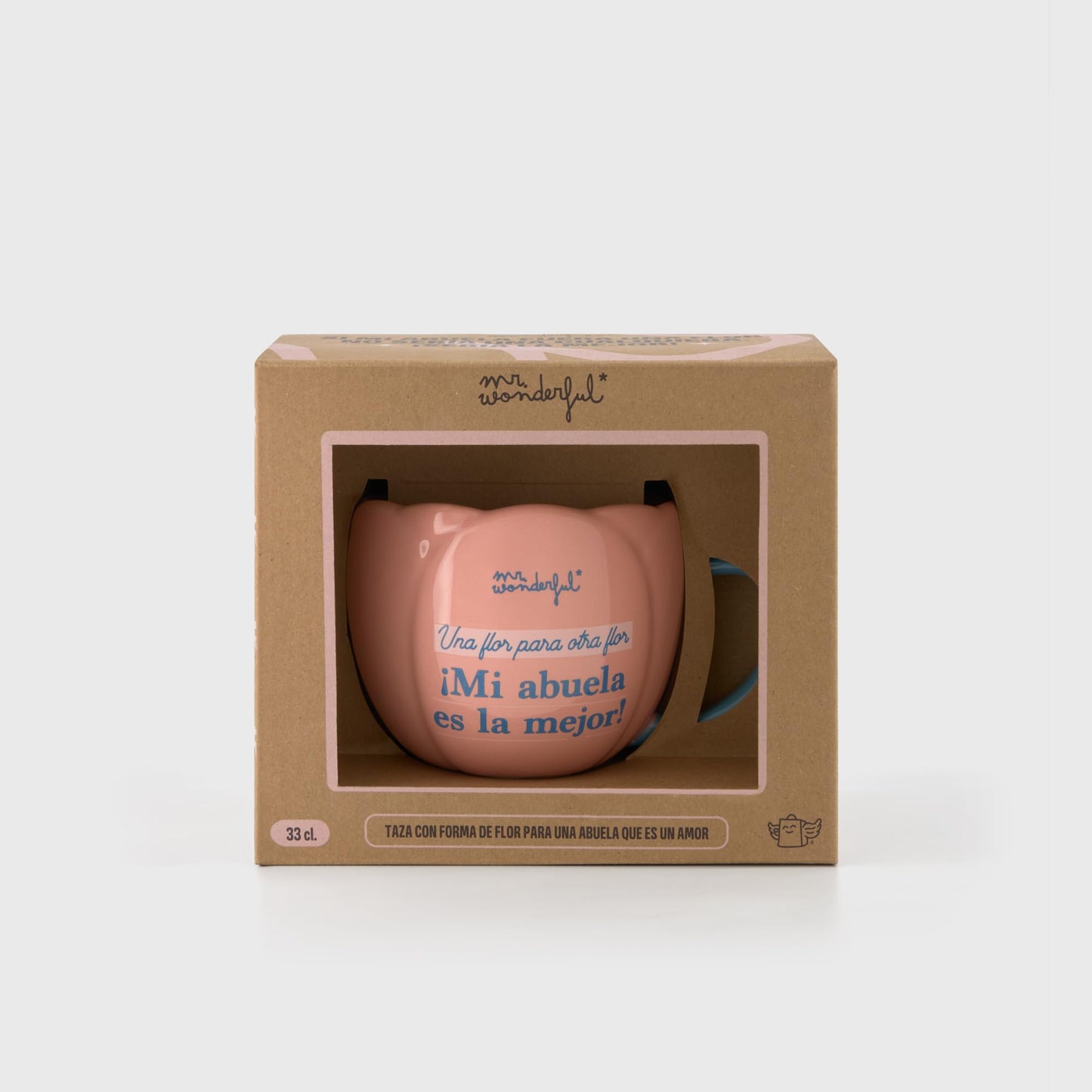 Mr.Wonderful - Taza - Una flor para otra flor, ¡Mi abuela es la mejor! - Taza realizada en cerámica con forma de rosa con mensaje para abuelas - Regalo Día de la Madre