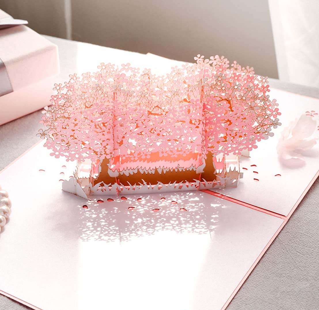 Bajo el cerezo – Tarjeta 3D romántica con flor de sakura