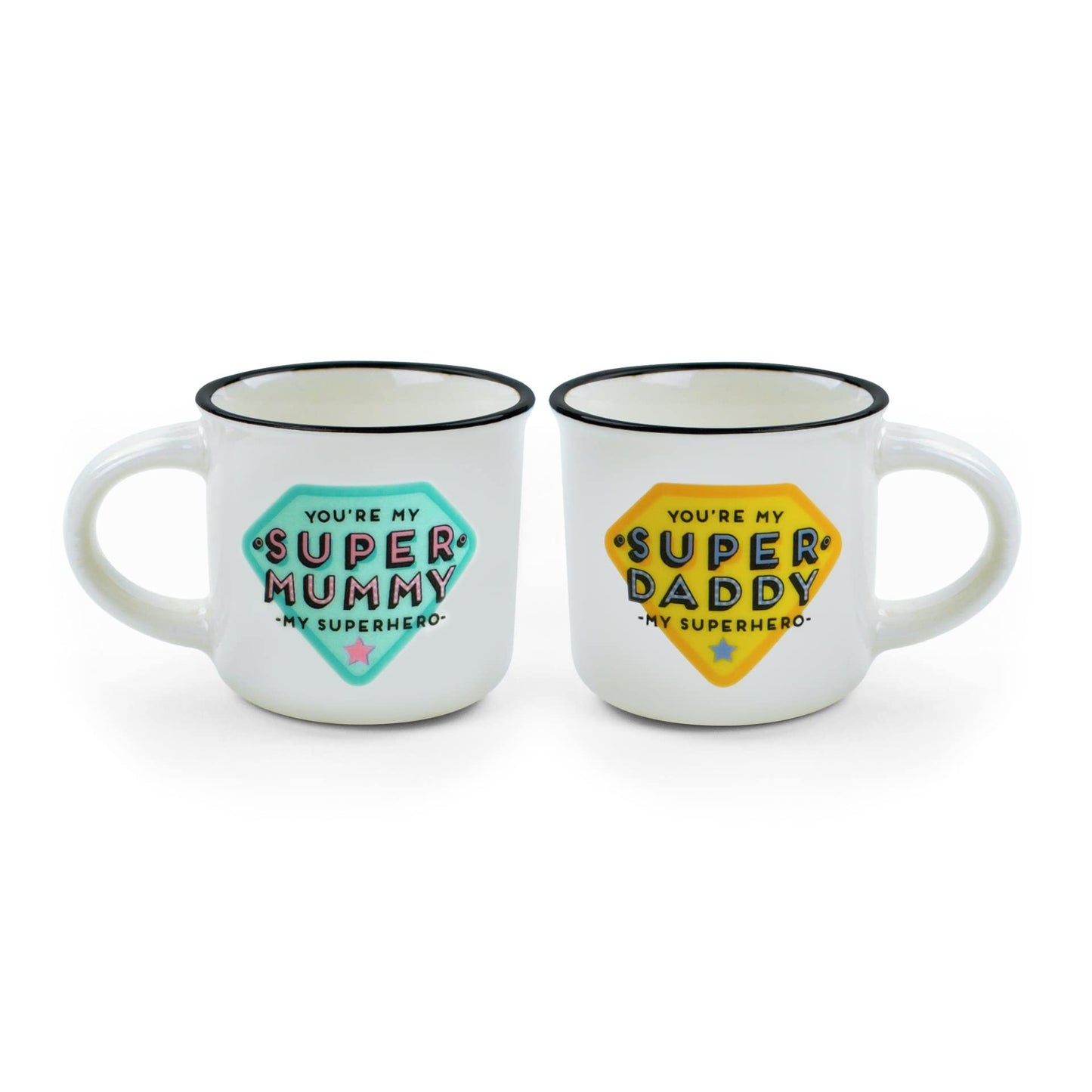 Set espresso Super Mummy & Super Daddy – Para papás y mamás con capa invisible