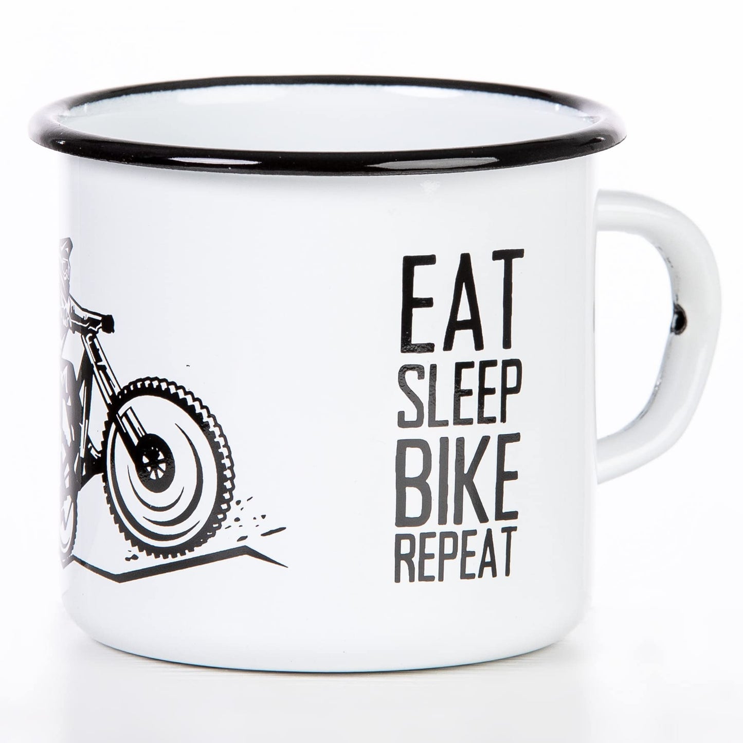 Eat. Sleep. Bike. Repeat. – Taza esmaltada MTB