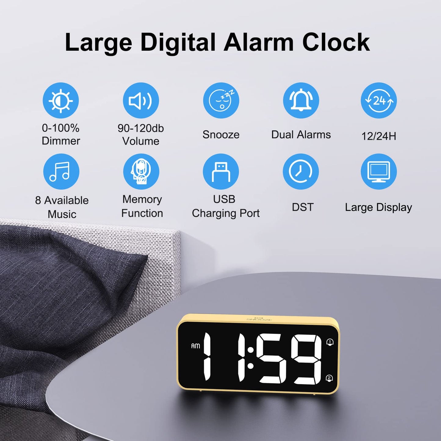 Despertador LED – Minimalismo con luz, hora y temperatura
