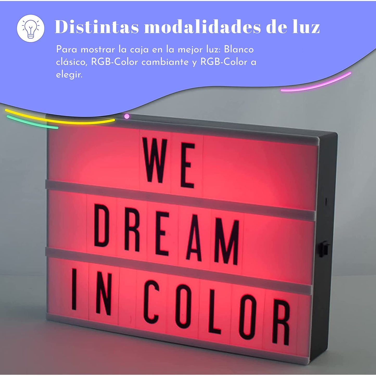 Lightbox colores – Caja de luz con letras para crear frases
