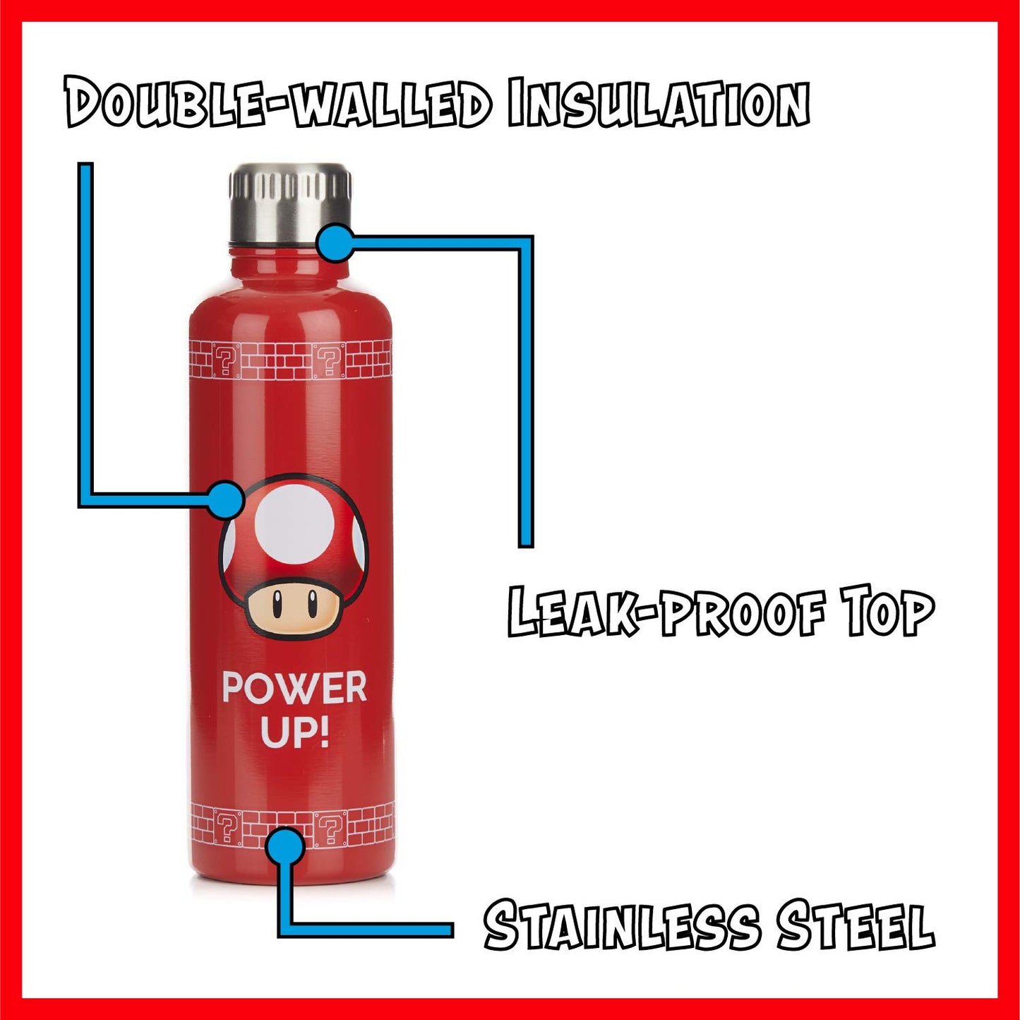 Botella Super Mario – Champiñón rojo para subir tu energía