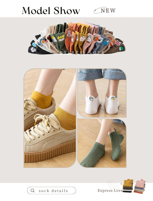 Calcetines tobilleros kawaii – Animalitos que acarician tus pasos