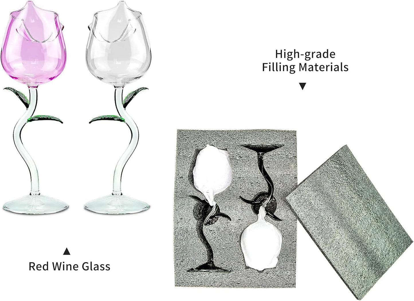 Copas de vino en forma de rosa – Brinda con flores que no se marchitan