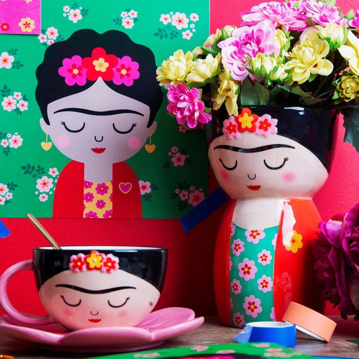 Jarrón Frida Kahlo – Color y arte en tu centro de mesa