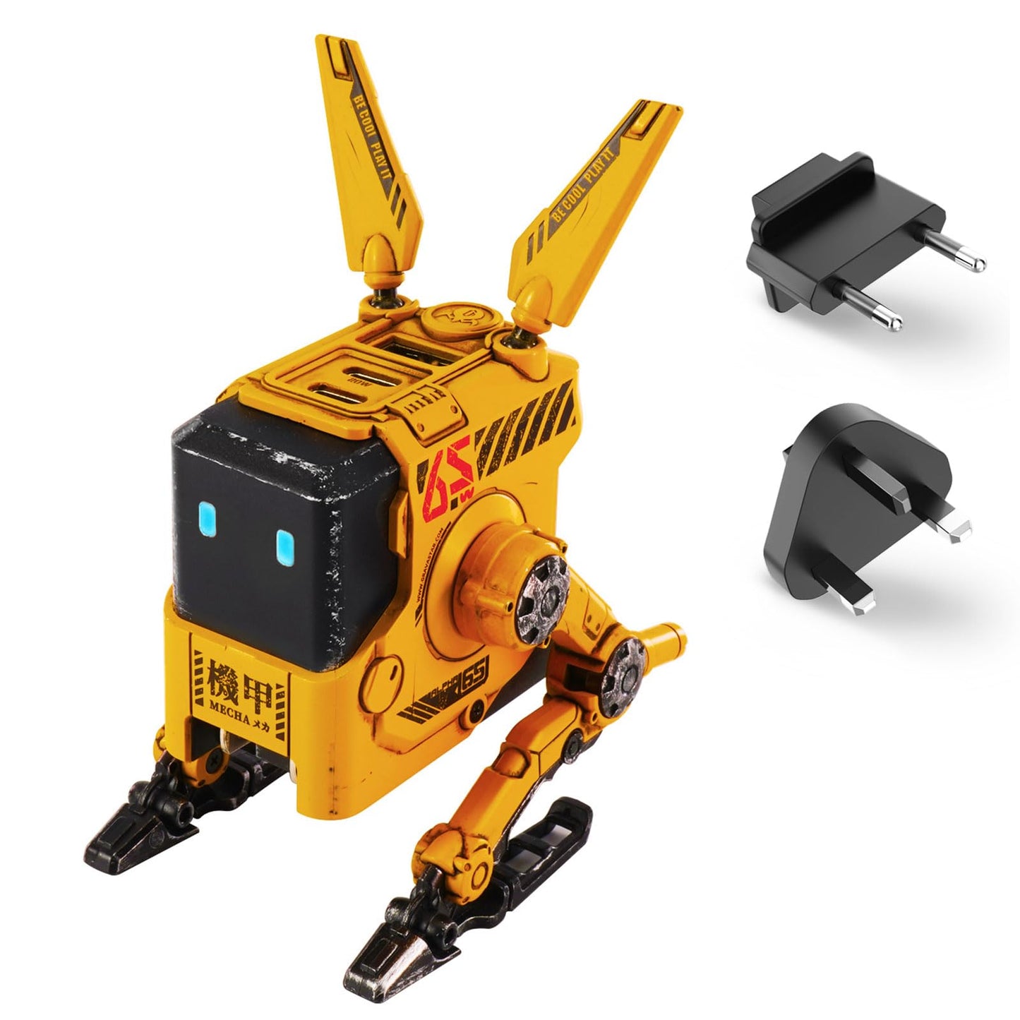 Cargador robot 65W – Diseño sci-fi con triple conexión y carga rápida