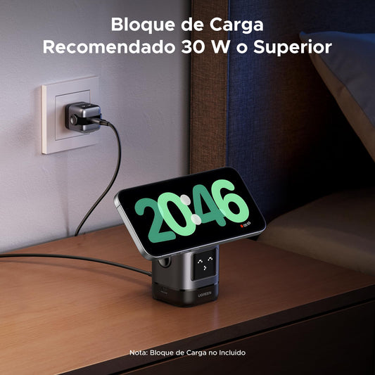 Cargador inalámbrico magnético – Carga con emojis y soporte para dos dispositivos