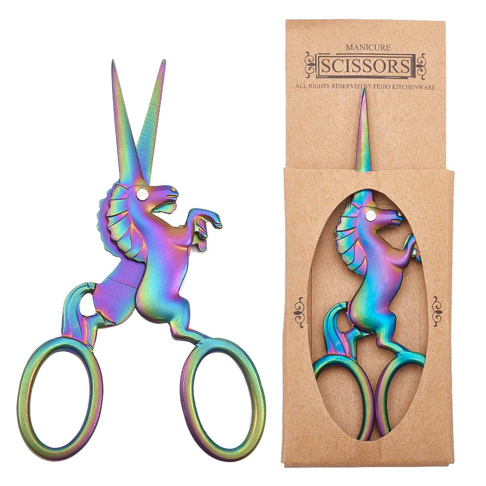 Tijeras unicornio – Bordado mágico y colorido