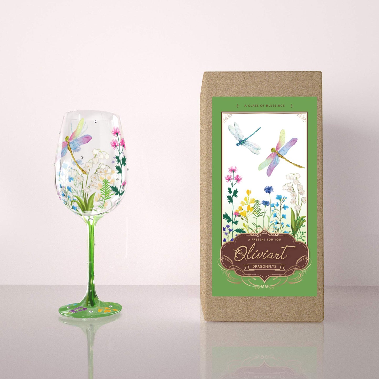 Copa de vino libélulas – Alas que brindan en cristal
