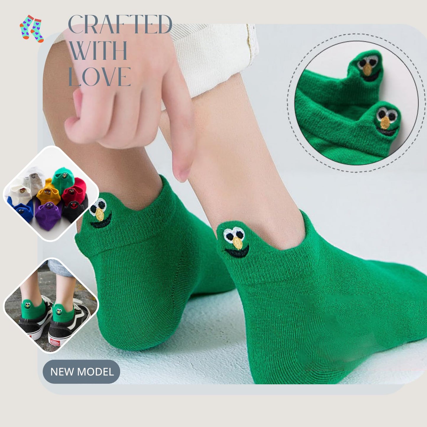 Pack de tobilleros con caras locas – Color, humor y actitud