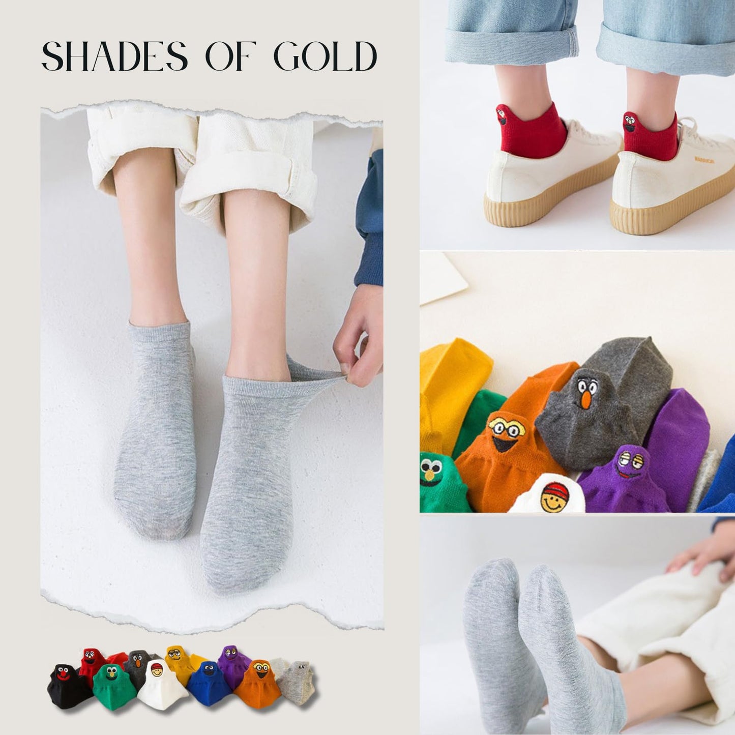 Pack de tobilleros con caras locas – Color, humor y actitud